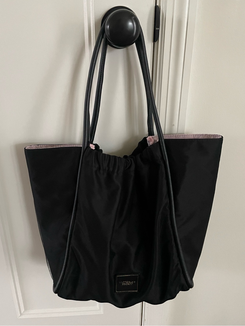 Victoria's Secret Black Tote with Pink Trim